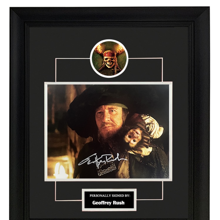 收藏 杰弗里拉什 亲笔签名照片裱框 含SA证书 巴博萨船长 加勒比