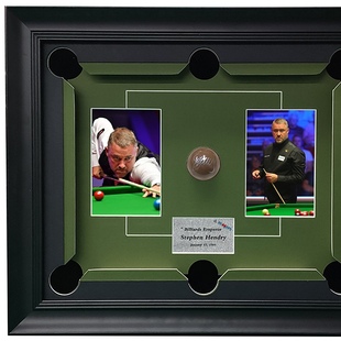 斯诺克台球皇帝斯蒂芬亨得利亲笔签名台球斯诺克球含证书裱框