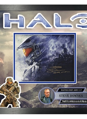 Steve Downes 亲笔签名照片裱框20寸 士官长约翰-117 光环HALO