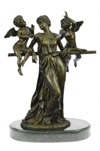 代购 法国天使妈妈大理石基座艺术雕塑青铜雕像客厅摆件装饰古董