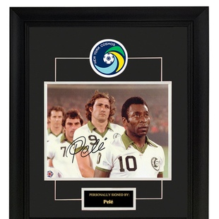 收藏 球王贝利 亲笔签名 照片裱框 含SA证书 纽约宇宙