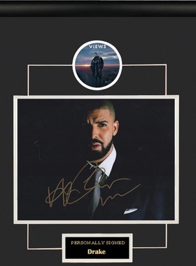 收藏 Drake德雷克 亲笔签名 照片裱框 含SA证书 公鸭 说唱歌手