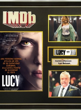 超体Lucy 斯嘉丽约翰逊 吕克贝松 亲笔签名 照片裱框含证书 IMDB
