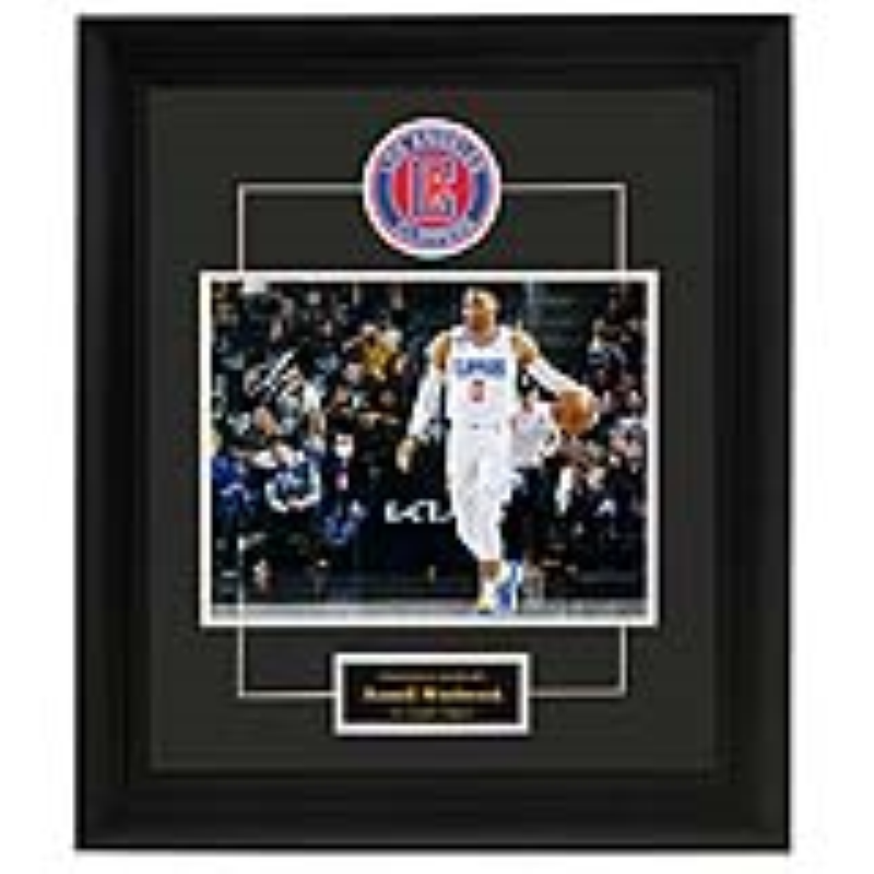 威少亲笔签名快船队照片 威斯布鲁克 裱框 带证书