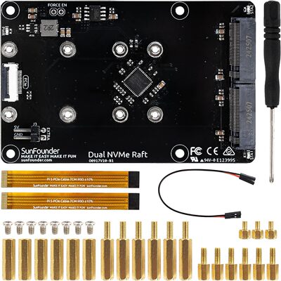 树莓派双NVMe扩展支持Hailo-8L AI 2230/2242/2260/2280 SSD RAID