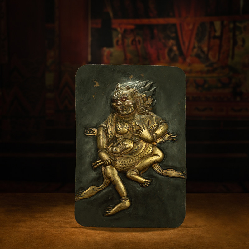 年份爆老〓明代藏传锤碟鎏金六臂玛哈嘎拉眷属魔怙主贡布扎谢唐卡