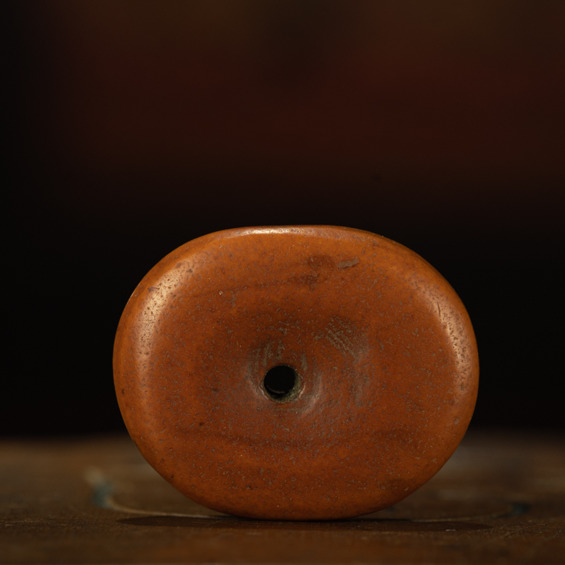 清代藏传上品高品质老藏蜡琥珀饼子平安扣挂件项链吊坠精品收藏品