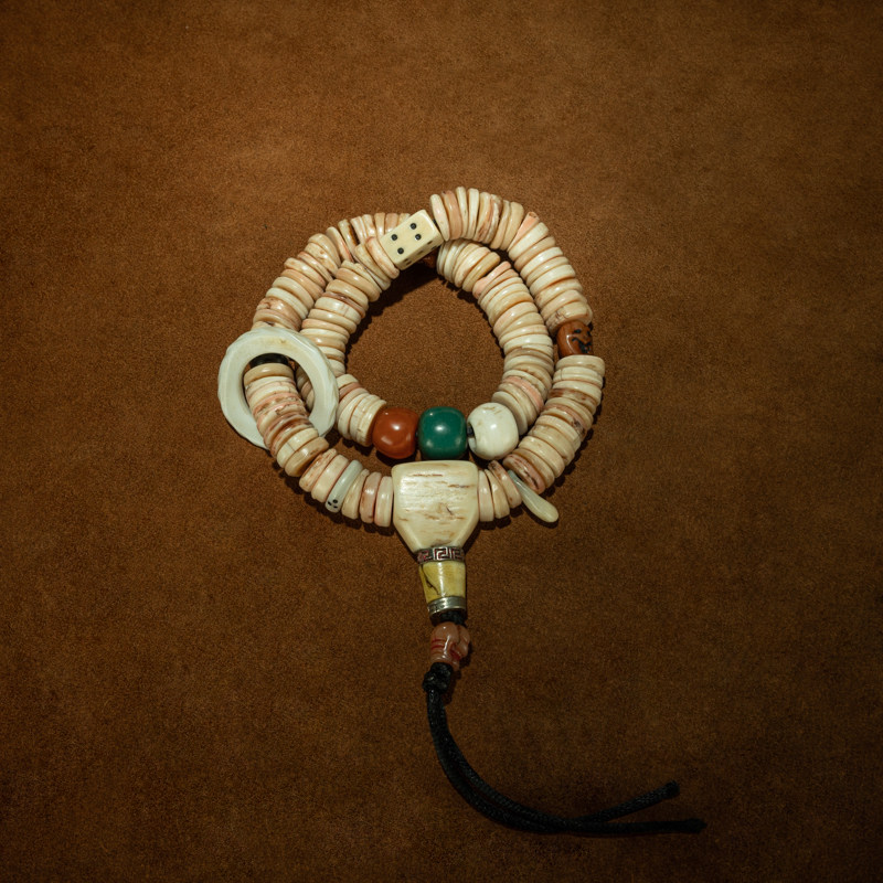 清代藏传玉化老料原装药师片老念珠老佛珠手持珠串精品收藏品包邮