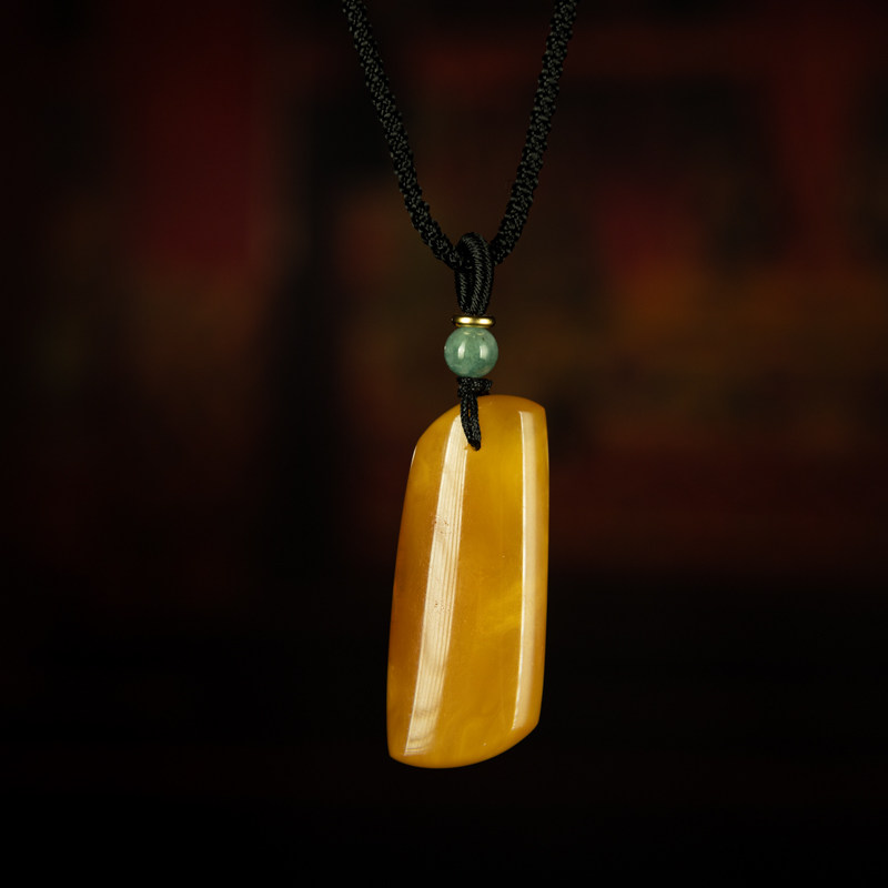 平安无事&mdash;天然原矿蜜蜡琥珀原石纯手工打磨无事牌吊坠挂件项链