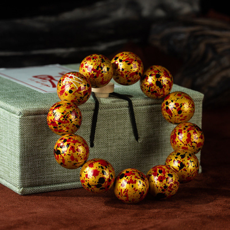 脱胎濠器非遗文化传承 精美手工漆器圆珠收财神圆珠手钏手串收藏