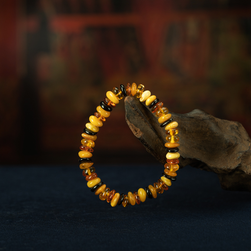 时光的璀璨—天然俄罗斯海飘料蜜蜡多宝随型手串天然宝石琥珀手链