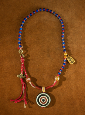 西亚双面镶嵌佛眼古珠多宝项链