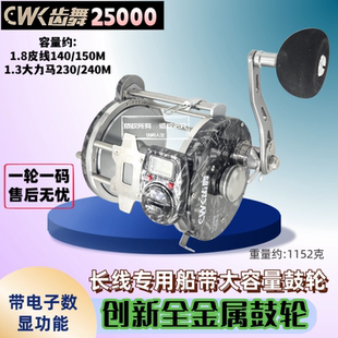 可视锚鱼轮渔轮金属鼓轮齿舞SR25000SR12000SR15000型左右手10000
