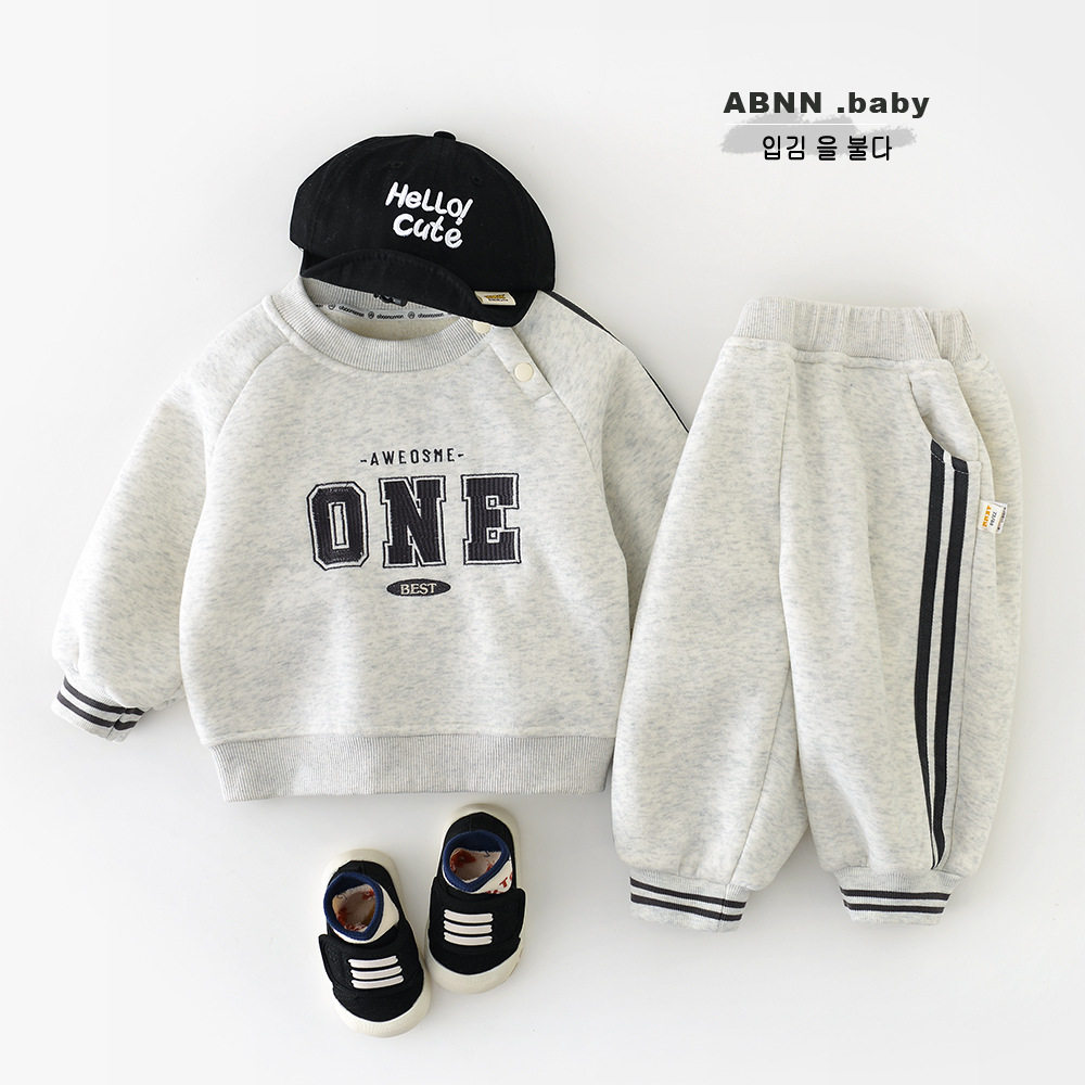 韩版男宝宝秋冬装小童马甲卫衣套装洋气运动婴儿衣服分体外出冬季