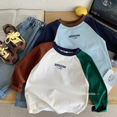 男童长袖 t恤春装 纯棉儿童中童打底衫 童装 2026春秋新款 内搭上衣潮