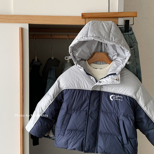 加厚保暖连帽外套棉服上衣 90白鸭绒羽绒服男女童韩版 童装 儿童冬季