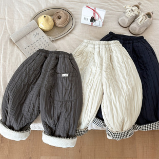 儿童冬装羊羔绒裤子宝宝加厚一体绒直筒裤男童保暖过冬长裤外穿潮