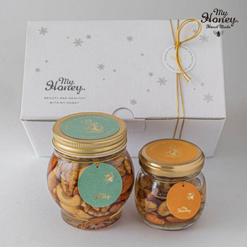 日本进口MYHONEY天然蜂蜜工坊蜂蜜混合坚果冬季限定罐头瓶装礼盒