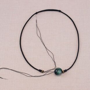 新款男女横穿小孔圆珠子项链绳diy吊坠绳锁骨链半成品调节黑色
