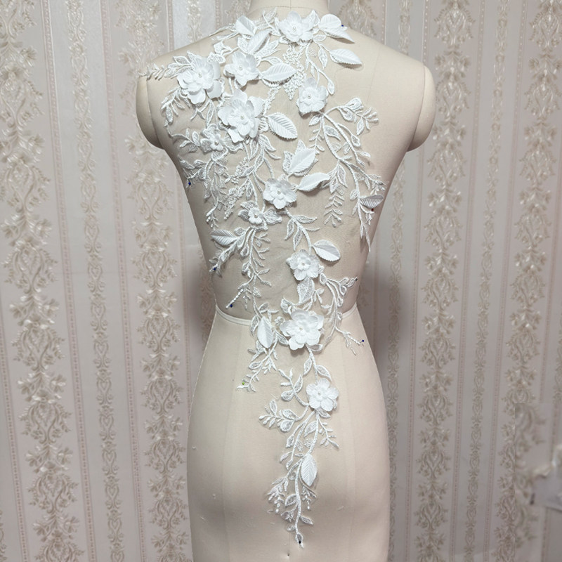 婚纱礼服蕾丝布面料手工DIY立体刺绣花朵服装饰品辅料头纱贴片