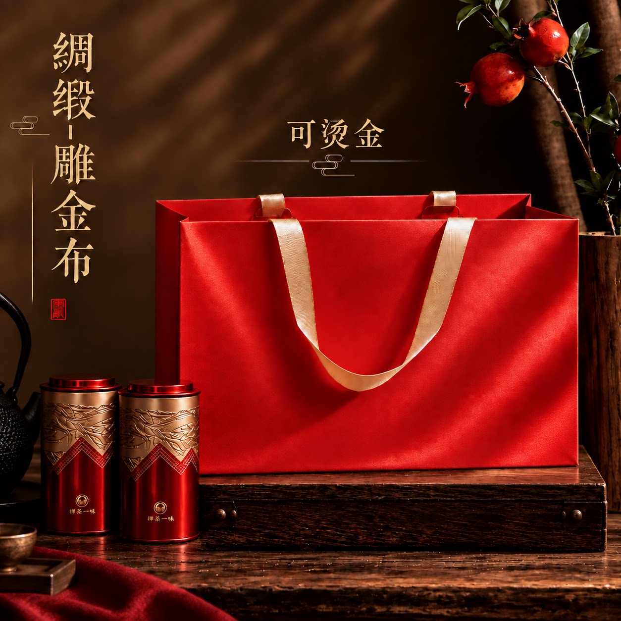 高端雕金布丝绸珠宝精品礼品袋商务手提袋喜庆企业商务包装袋可订