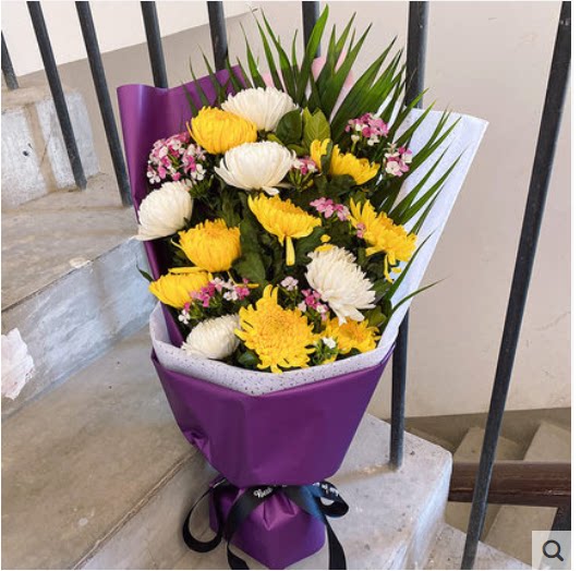 13朵白菊花勿忘我 清明冬至扫墓悼念祭奠鲜花束 上海全市送花上门