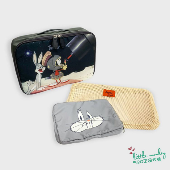 日本代购LOONEY TUNES崔弟 兔八哥 傻大猫 化妆包衣物杂物收纳包