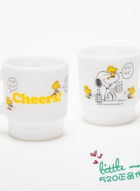 日本代购 Snoopy史努比 小黄鸟 可爱 白色玻璃杯 马克杯 水杯