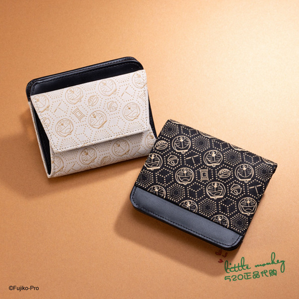日本代购 哆啦A梦/机器猫 职人手工 传统技艺 和风真皮短款钱包