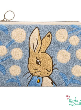 日本代购 Peter Rabbit彼得兔 蓝色刺绣化妆包洗漱包小物收纳包