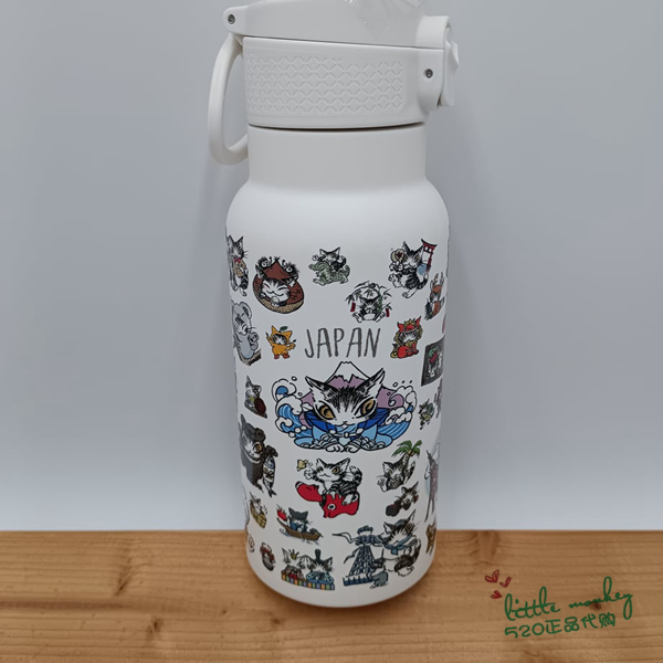 日本代购 达洋猫 可爱卡通不锈钢杯 保温杯 保冷杯 500ml