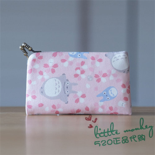 日本代购 龙猫 樱花 时尚可爱 粉色 蛙口名片包