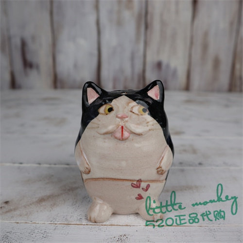 日本代购 吐舌头的猫咪 匠人手工 治愈可爱 公仔 檀香炉 香立摆件