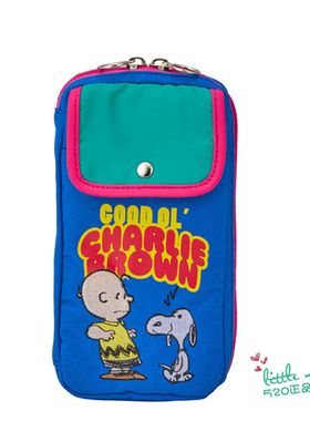 日本代购 snoopy史努比 查理布朗 可爱蓝色多功能小物收纳包