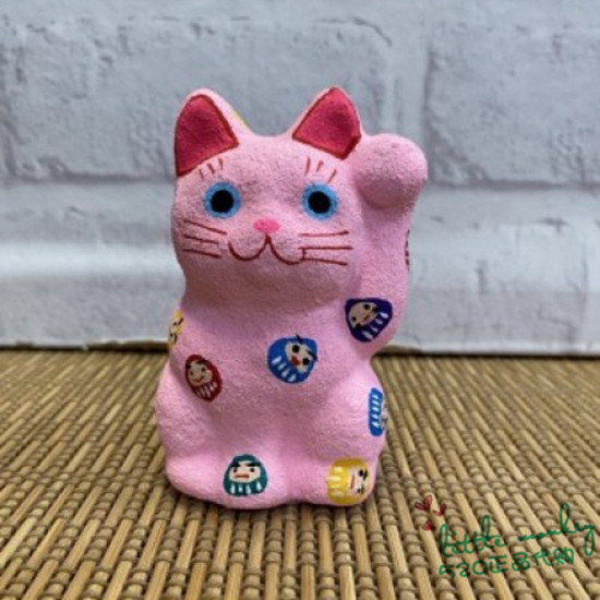 日本代购 粉色招财猫 达摩 匠人手工 可爱开运招福手工艺摆件装饰