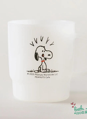 日本代购 snoopy史努比 可爱10th纪念 白色玻璃杯 马克杯 水杯