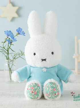 日本代购 Miffy米菲兔 穿蓝色衣服 可爱毛绒公仔布娃娃玩偶