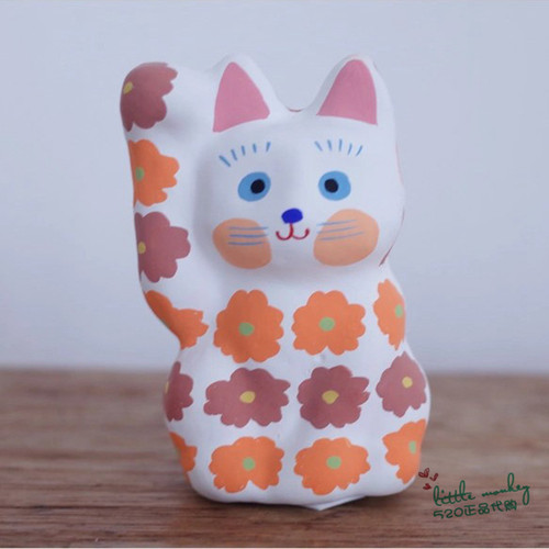 日本代购 招财猫 花朵 匠人手工 和风 和纸 可爱开运日式摆件装饰