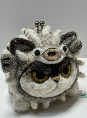 日本代购 猫咪 河豚 职人手工 可爱和风羊毛制零钱包小物收纳包