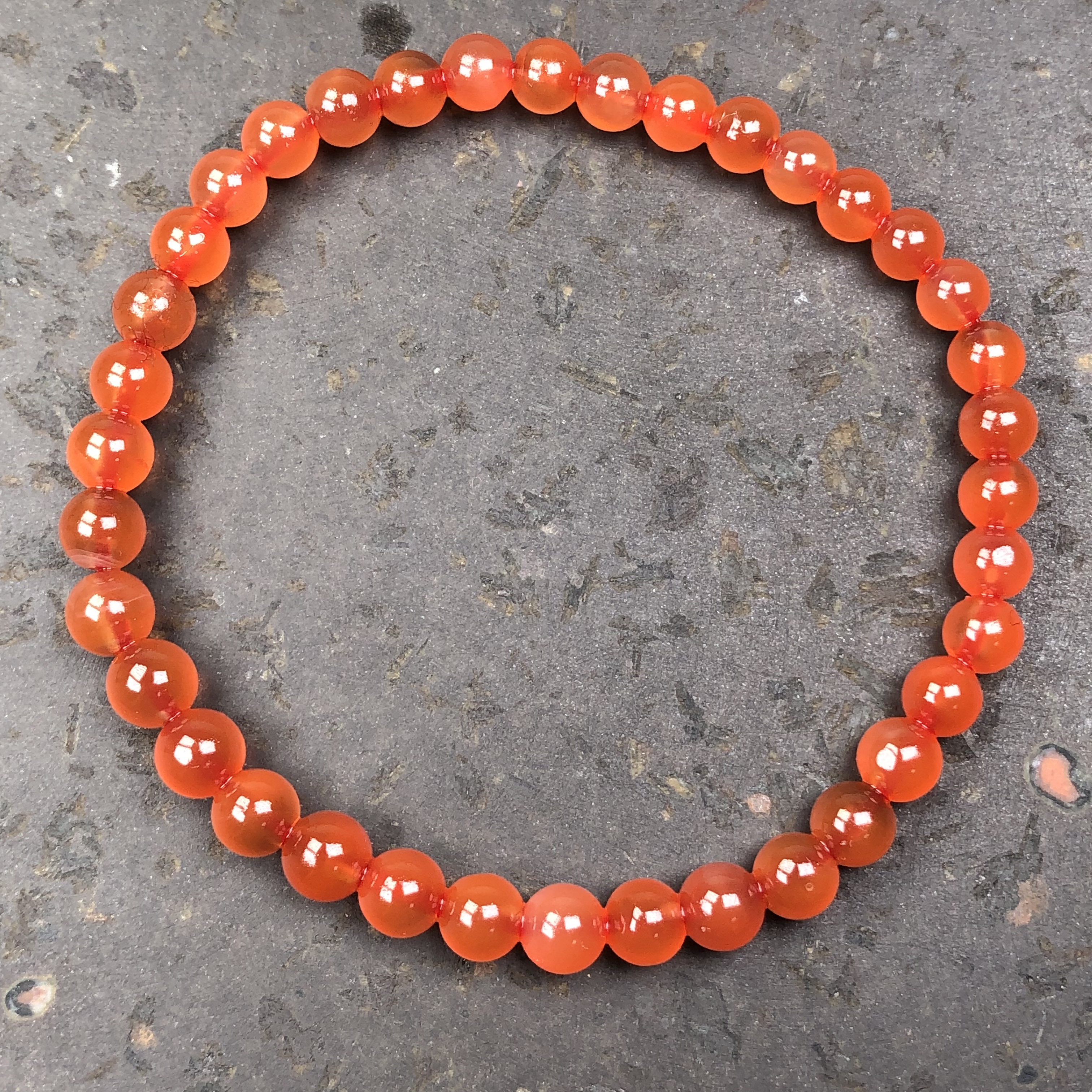 保山南红玛瑙 天然原矿无胶冰红色单圈圆珠手串女士本命年手链5mm