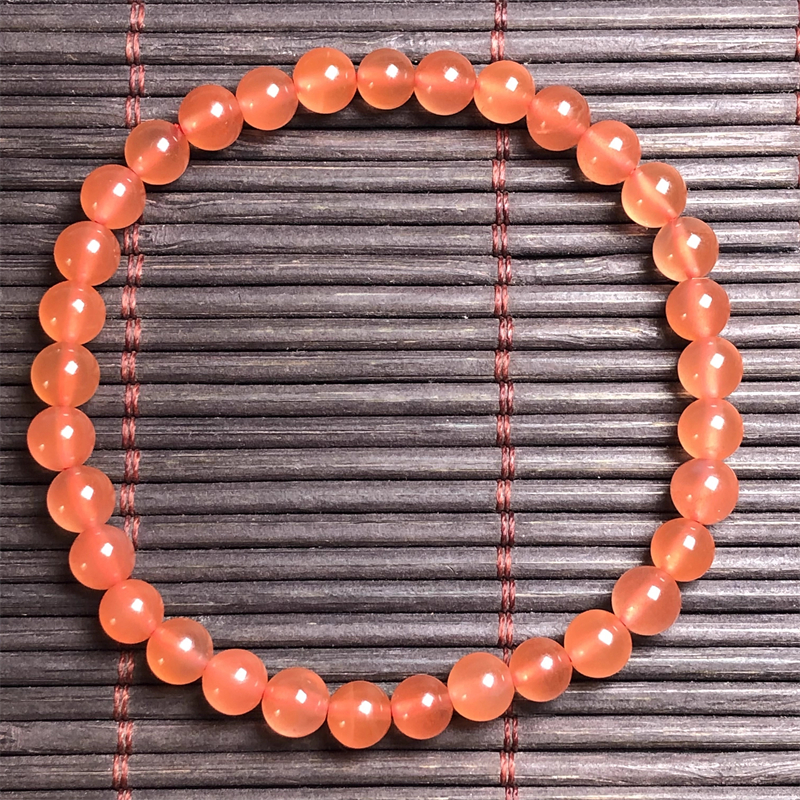 保山料南红玛瑙 无裂天然原矿冰红单圈女士手串圆珠本命年手链5mm
