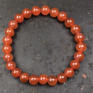 云南保山南红玛瑙天然原矿无裂冰红单圈女士手串 圆珠手链7mm 女款