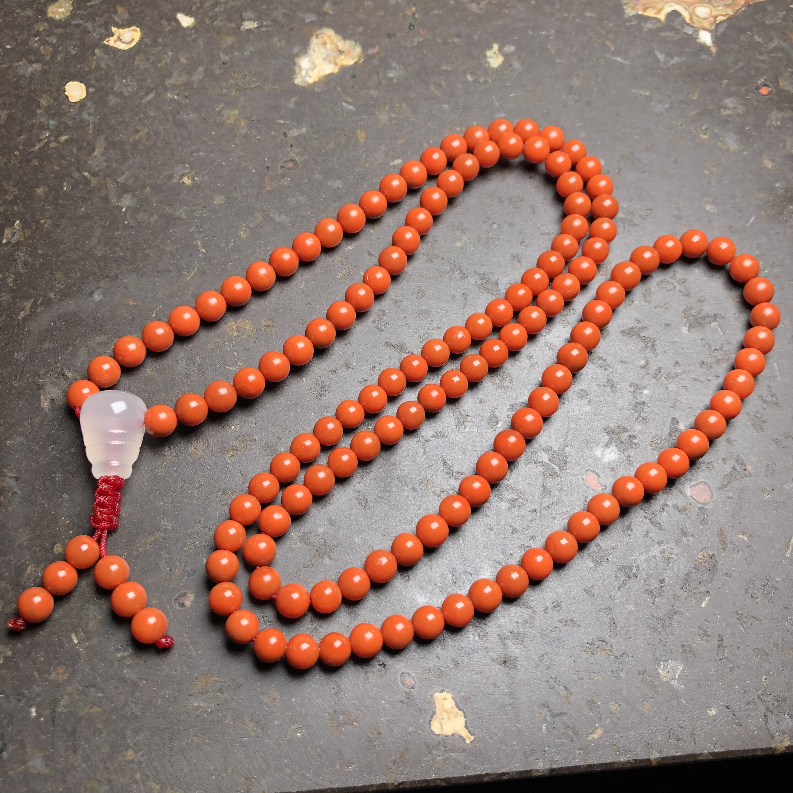 保山老南红玛瑙天然原矿柿子红满色肉佛珠项链毛衣链多圈手链 5mm