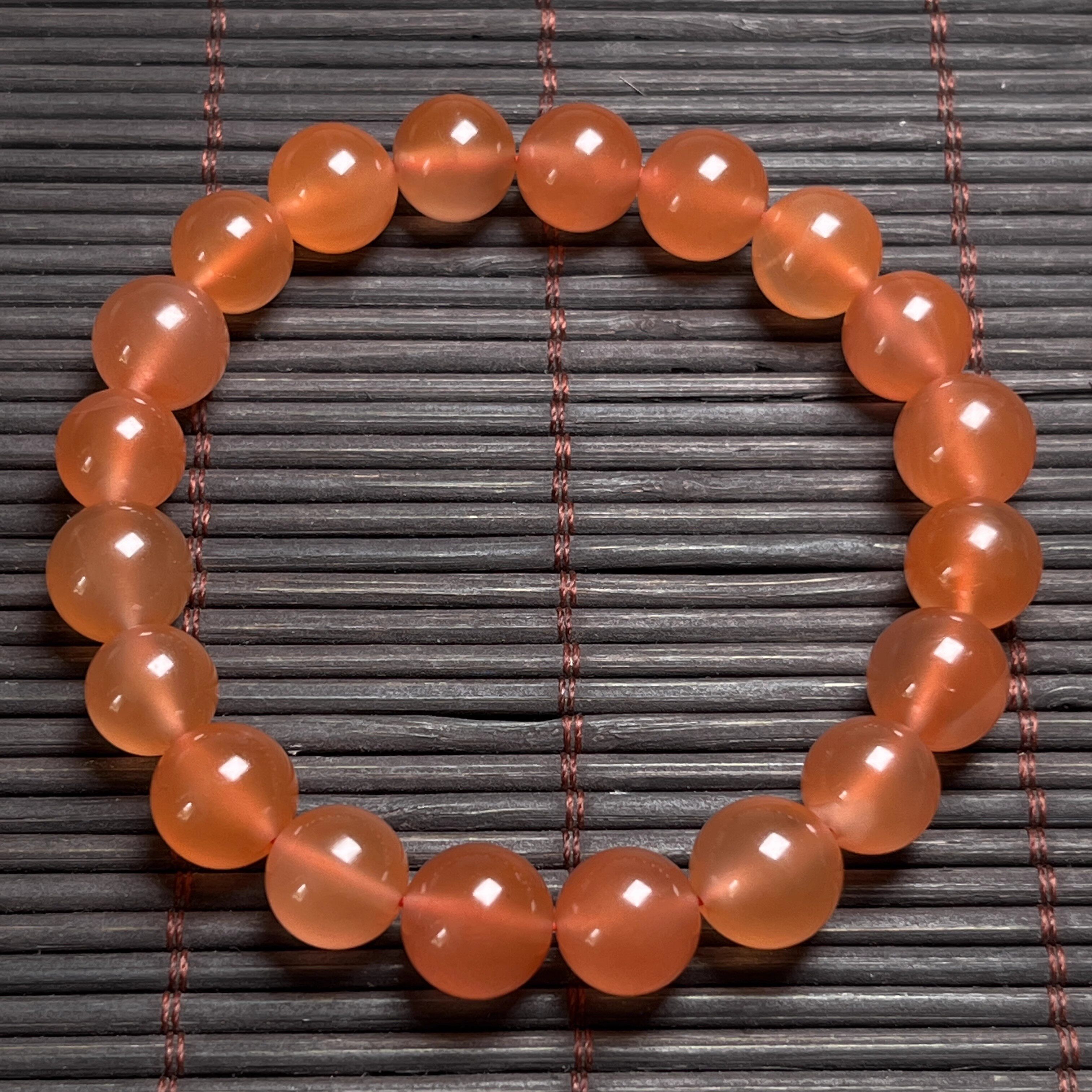 云南保山南红玛瑙 天然原矿冰红色圆珠单圈手串 女士女款手链10mm