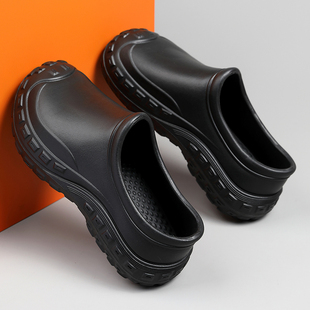 新款厨师鞋厨房工作鞋防滑防水防油后厨上班专用鞋一脚蹬大头鞋