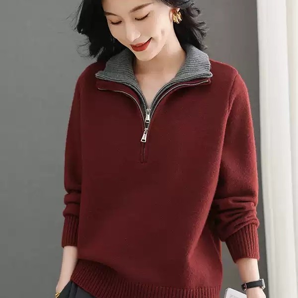 高领毛衣女短款秋冬2025年新款内搭假两件针织打底衫上衣加厚洋气