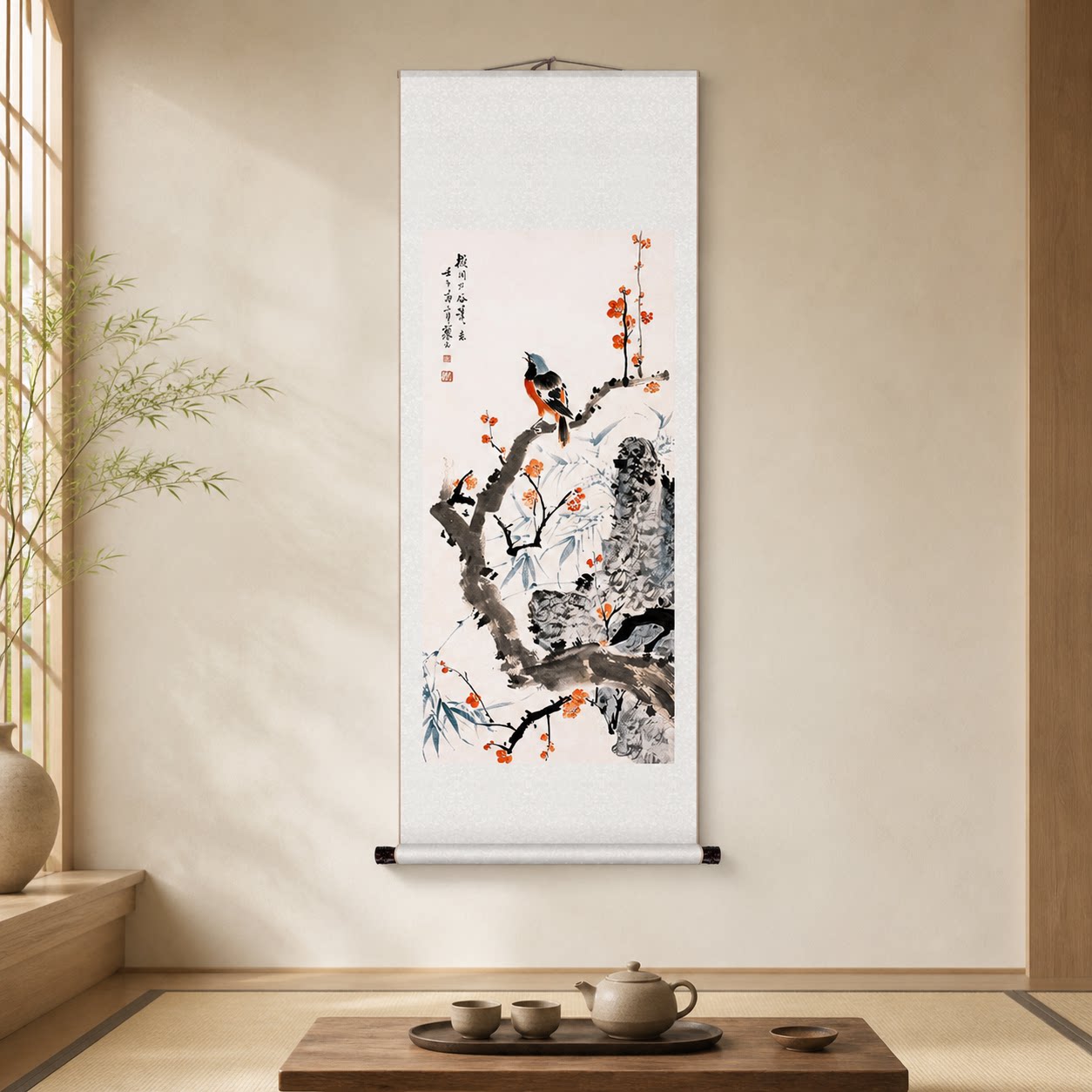 江寒汀花鸟字画装饰画玄关挂画高清微喷宣纸卷轴复制画