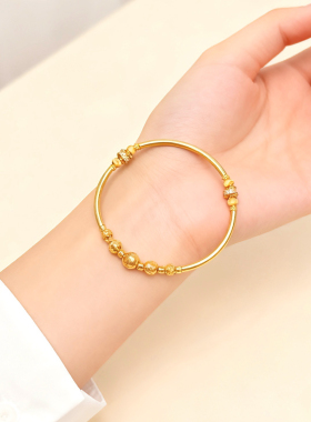 足银999电镀金色弯管蜂巢珠手链