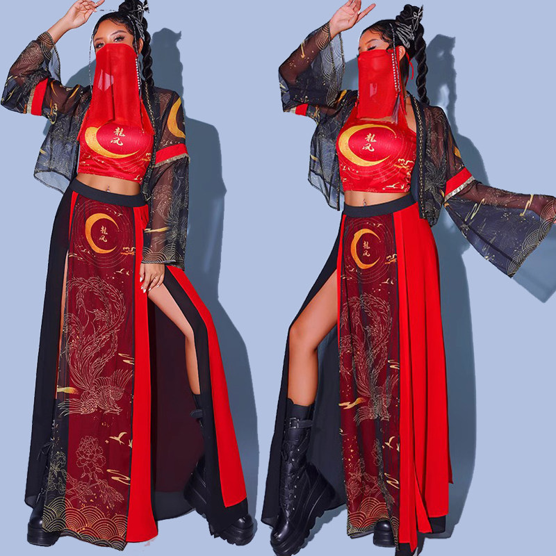 中国风舞蹈服古风ds演出服爵士舞韩舞kpop打歌服女团演出服dj服装