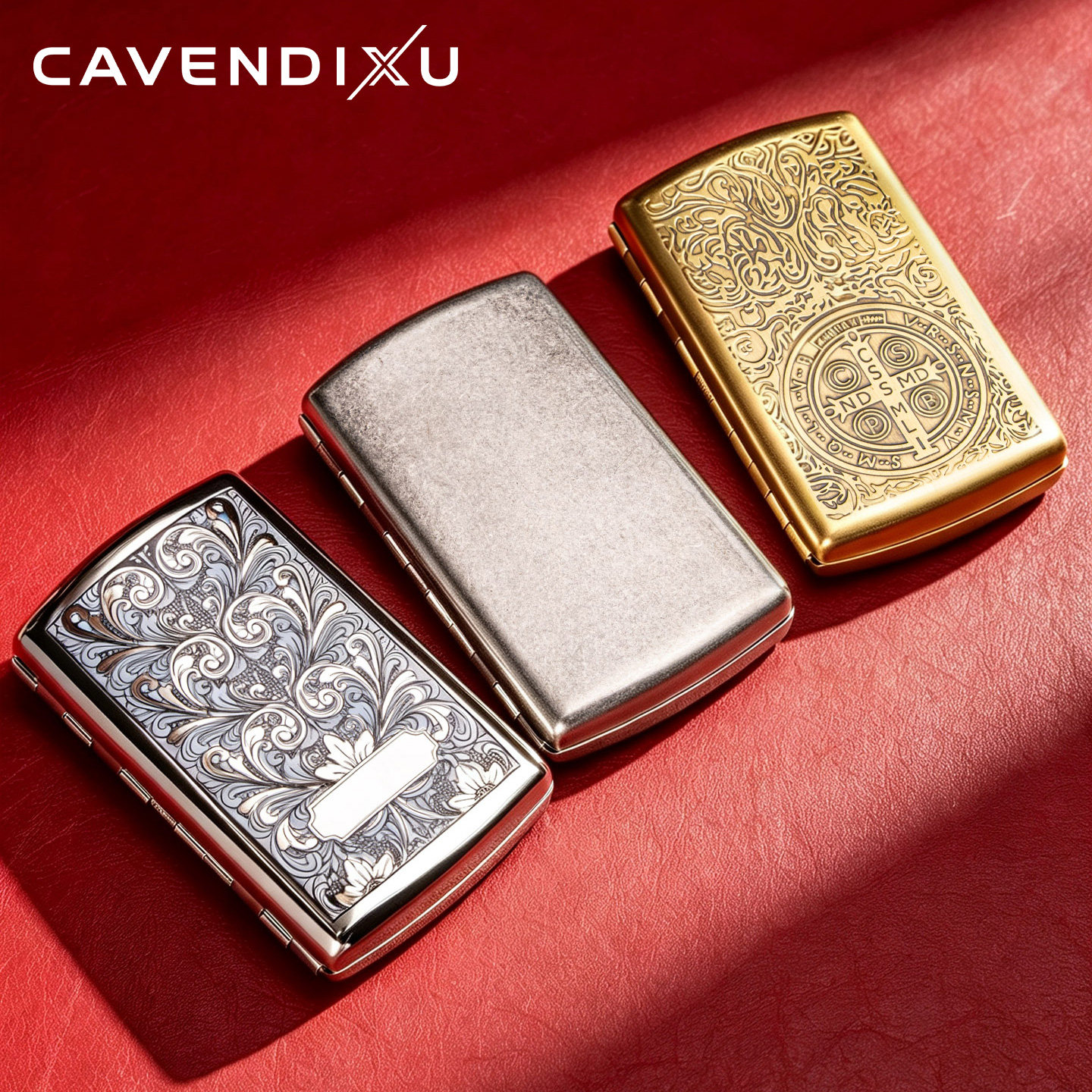CAVENDIXU卡文迪许粗12/20支装烟盒细支装超薄黄铜送男友便携烟盒